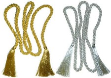 STUNNING METALLIC TWISTED BRAIDED GIRDLE TASSEL CURTAIN TIEBACKS X2 ART GL-1/180
