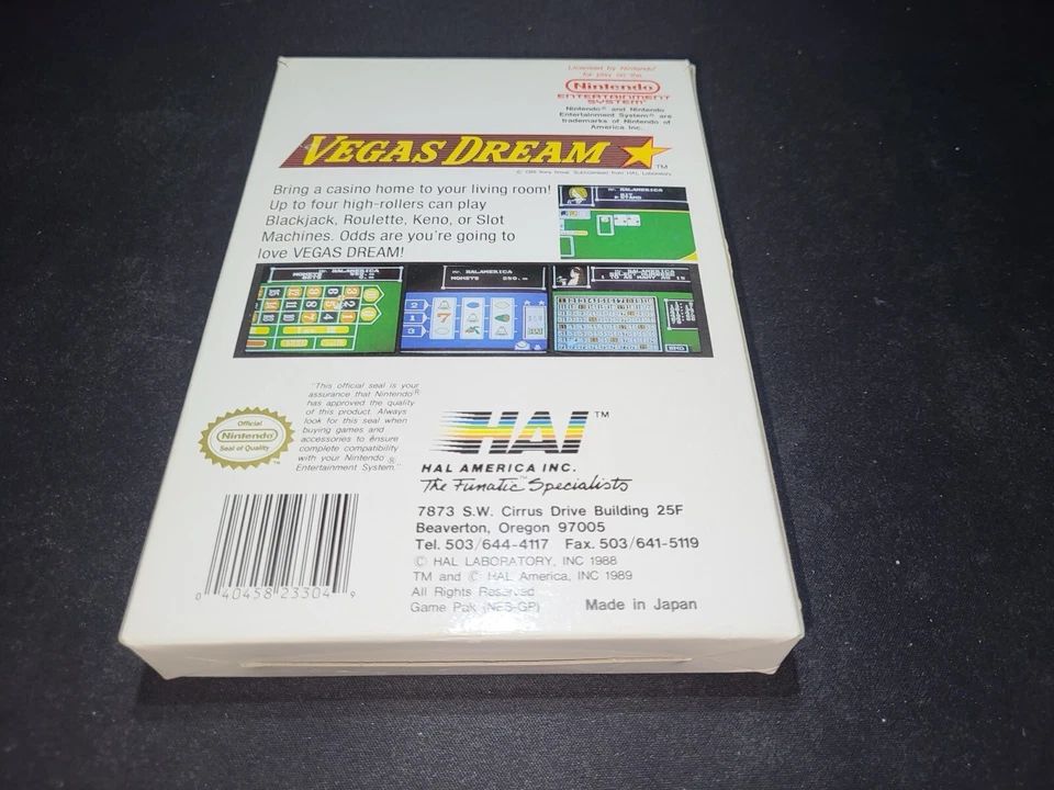 Vegas Dream Casino HAL Auténtico Nintendo NES EXCELENTE+ Estado COMPLETO y caja! Foto 2 de 4