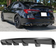 Carbon Rear Diffuser Lip Bumper Splitter Spoiler 6 Fin For Honda Civic 11th Gen