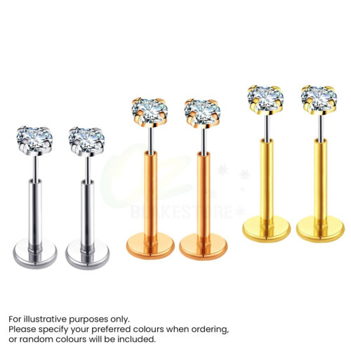 6PCS Push in Threadless Flat Back Earrings Studs Tragus Lip Piercing Jewellery - Picture 14 of 14