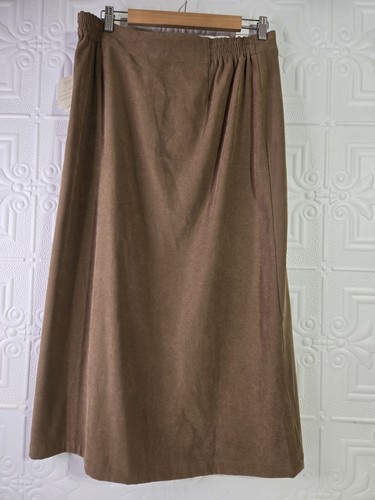 NWT Christopher & Banks Stretch Brown Long Straight Wrap Skirt 4 Buttons Sz 12 - Picture 7 of 16