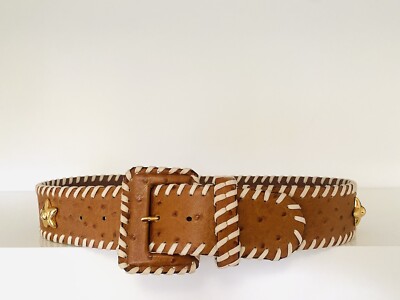 GUIDO PISANI Straußenform Leder Schmuck Gürtel Vintage 90er Jahre - Größe M