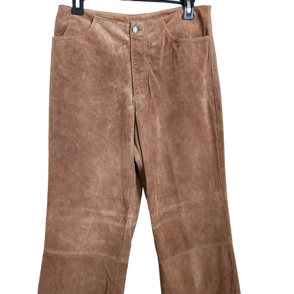 Pantalones de gamuza Mossimo Western vintage 100 % cuero talla 8 marrón tostado camel Foto 3 de 4