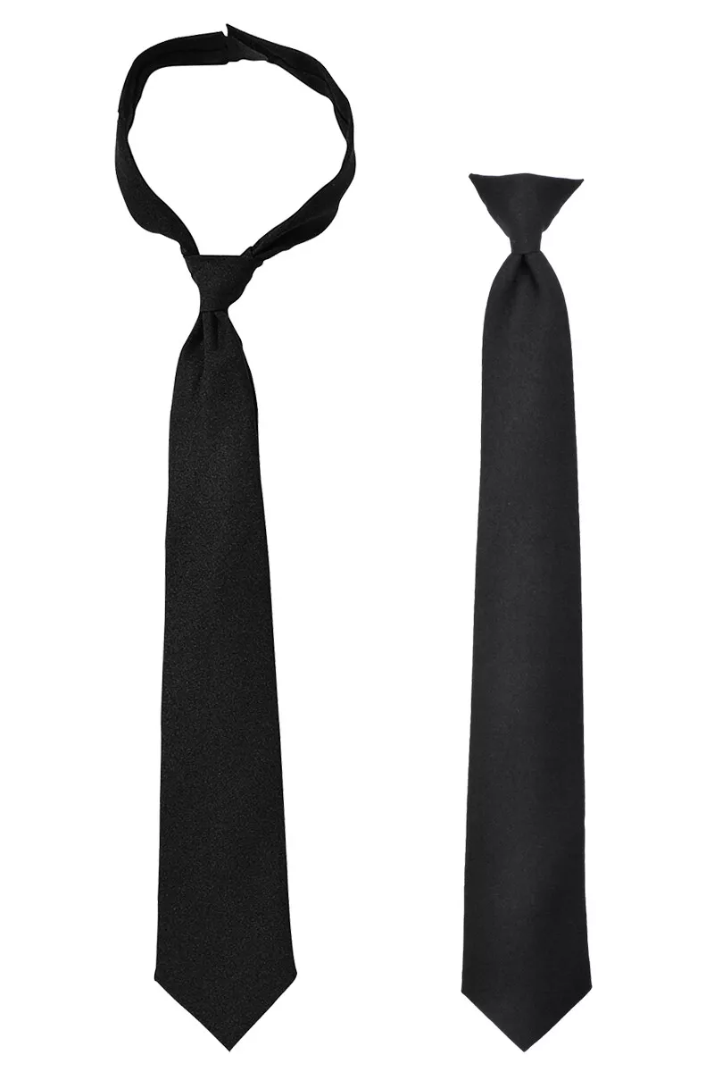 Black Neck Tie Breakaway Design Clip On Security Police Issue Necktie Safety