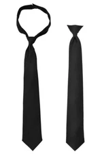 Black Neck Tie Breakaway Design | Clip-On Security Police Issue Necktie Safety