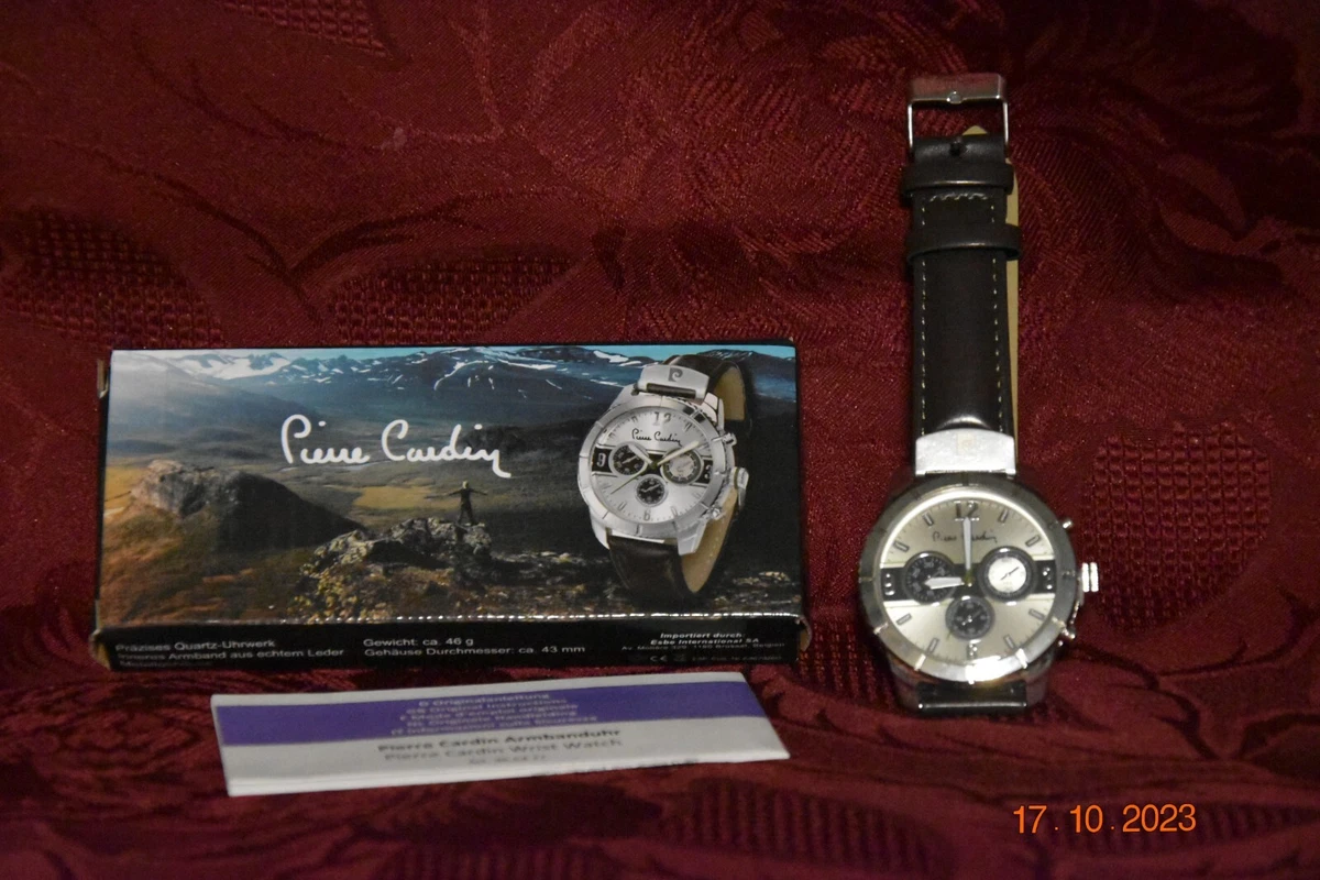 Armbanduhr - Pierre Cardin 966477 silberfarben echt Leder Armband