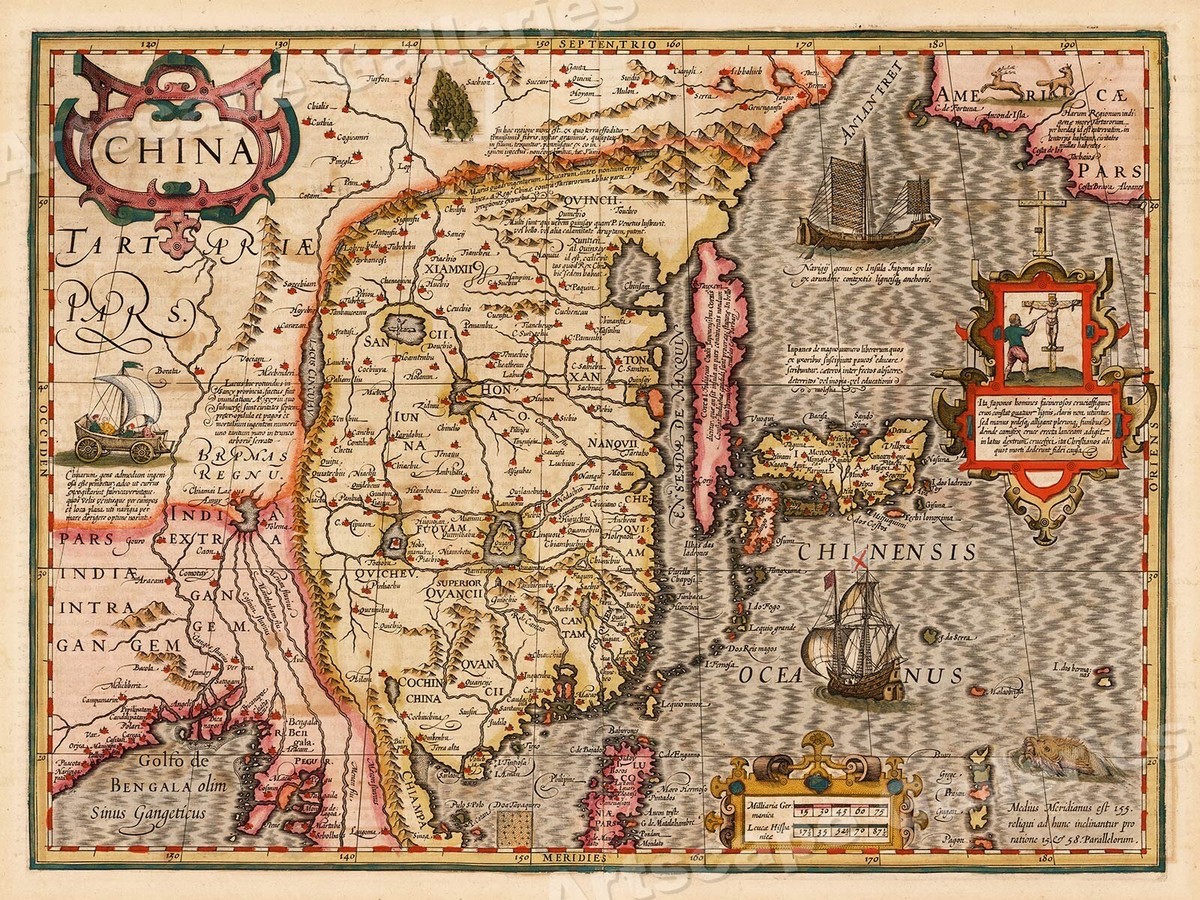 特撮 Collecting Antique Maps 1570 China Japan America Unusual Historic Map - 24x32 | eBay