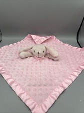 Pink Bunny Lovey Plush Minky Dot Baby Security Blanket Satin Like Trim Bottom