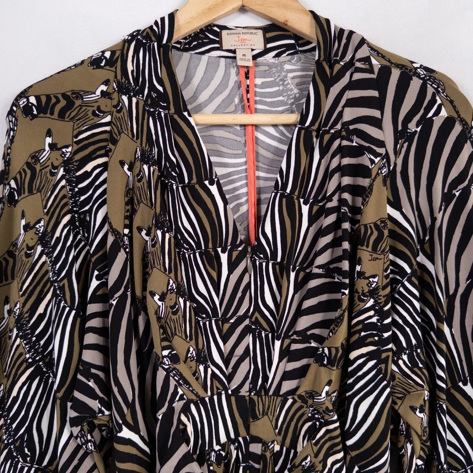 Banana Republic Issa London Short Dress Womens Sz 8 Zebra Print Kimono Sleeves - Image 2 of 4