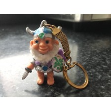 Reisler Viking Figurine Keychain Made In Denmark 2″ Gold Tone Closure Vtg 1974