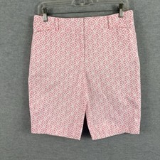 Talbots 6 The Perfect Short Pink White Floral Bermuda 10" Inseam Cotton Stretch