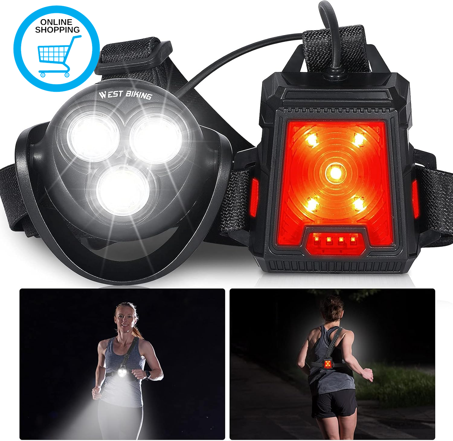 Running Light for Runners -500 Lumens, Running Chest Light with 360° Rotatable L