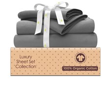 Organic Cotton Sheets Twin XL   Smoke Grey   GOTS Certified   Durable Luxury ...