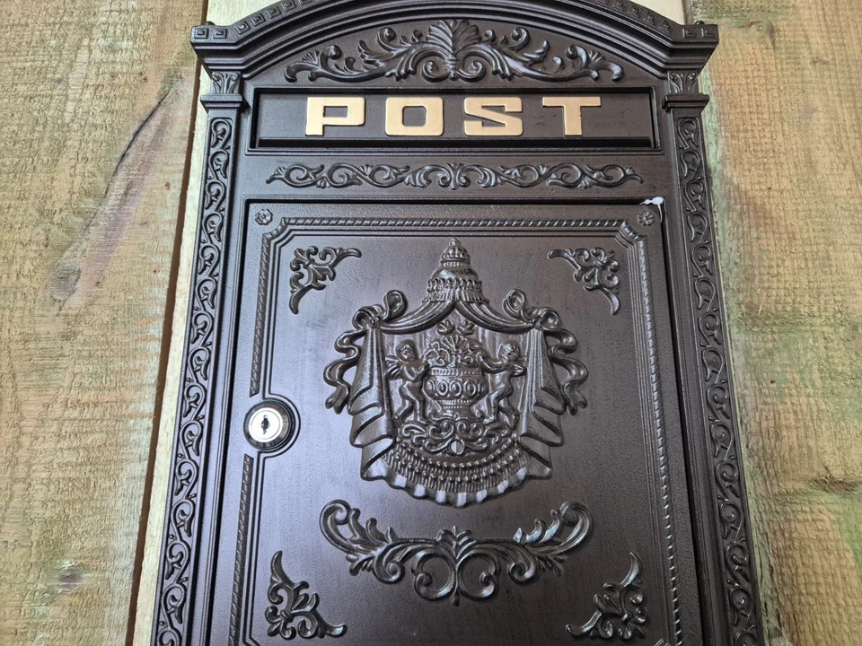 Briefkasten Wandbriefkasten braun rustikal Antik Stil Alu 45cm Postkasten - Bild 4 von 4