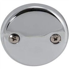 EZ-FLO 2-Hole Bathtub Overflow Face 3-1/8 in., 2 holes with screws, Chrome 