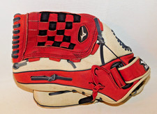 Mizuno 12" Ballpark Leather Baseball Glove Red/Gray for Left-Handed Thrower LHT