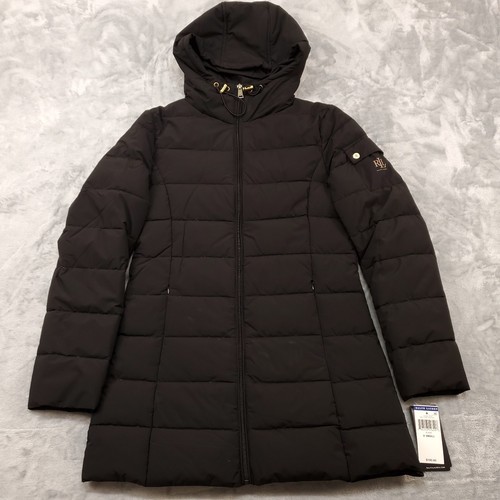 NWT Lauren Ralph Lauren Puffer Jacket Womens XS Black Down Filled $190 MSRP - Afbeelding 1 van 24