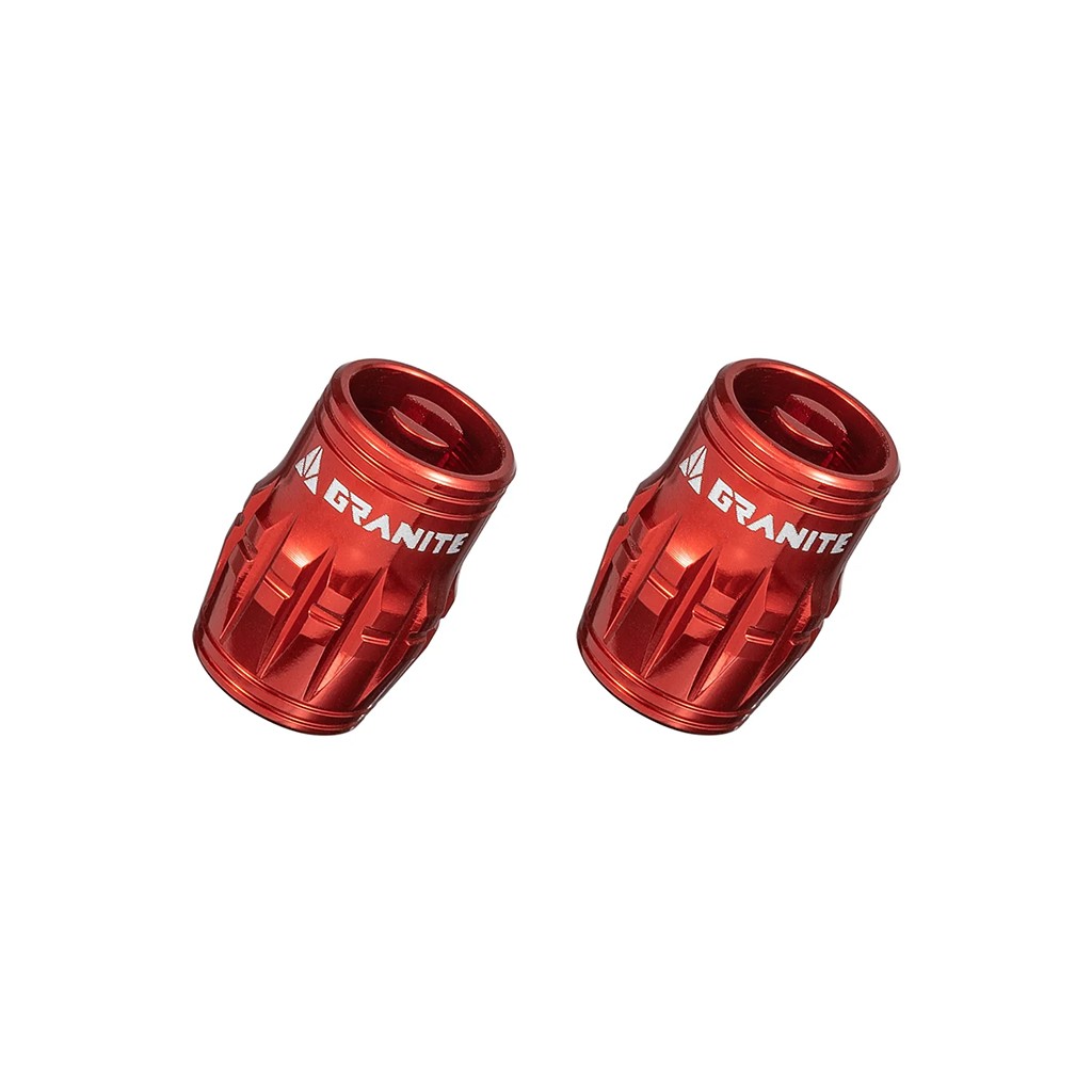 Red Granite-Design Juicy Nipples Schrader Valve Caps with Core Tool - Stylish -