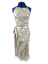 Coast y2k bias cut Sage Green Silk Blend  Midi Dress Polka Dot Wedding Guest 10