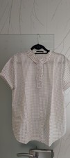 BOSS Damen Bluse 44 Baumwolle weiß/blau gepu...