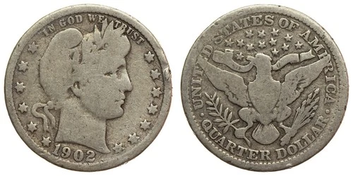United States - Quarter Dollar 1902 - Barber Quarter, Silver