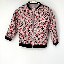 Disney Minnie Mouse Pink Red bomber jacket girls Size 7/8 Full Zip