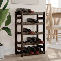 Weinregal 20 Flaschen Massivholz Kiefer Schwarz Standregal Flaschenregal