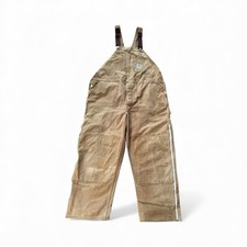 Vintage Carhartt Bibs Double Knee Size 48x30 Union Made USA Brown Leg Zippers