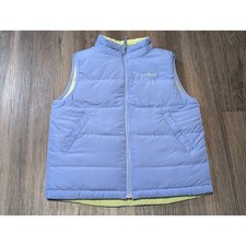 LL Bean Kids Reversible Down Puffer Vest Blue Yellow Size M 10-12 Winter Warm