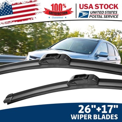 26'' /17'' OEM Quality Windshield Wiper Blades U/J-hook Bracketless All Season
