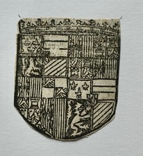 Wood engraved heraldic Habsburg 16th century coat of arms Charles V? 5 x 6 cm
