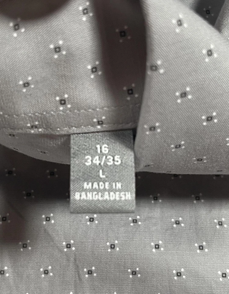 Camisa Michael Kors Grande 16 34/35 Calce Ajustado Elastizada Micro Punto Vestido con Botones Foto 3 de 4