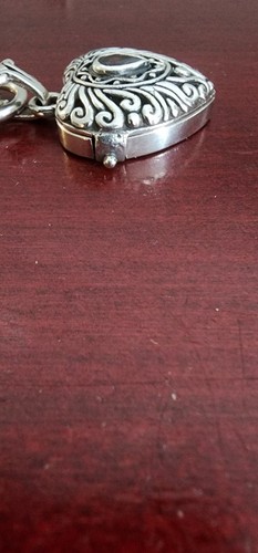 VINTAGE 925 STERLING SILVER RED GEM HEART LOCKET PENDANT NECKLACE. 18". 54.20GRS - Picture 8 of 14