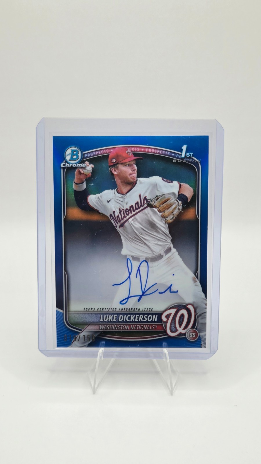2025 Bowman Chrome - Blue Autograph Luke Dickerson Card #CPA-LDI stamped 19/150!