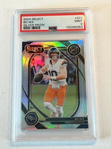 2024 Select Club Level Bo Nix #221  Silver Prizm PSA 9 (RC)
