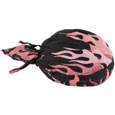 Pink Black Flames Vented Sweatband Durag Head Wrap Biker Cap Bandanna Mesh