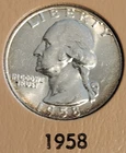 1958 P Philadelphia D Denver Washington Silver Quarters 25C .25