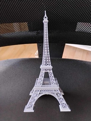7 inch 3dPrinted White Eiffel Tower Model