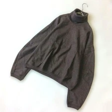 UNIQLO Women's Brushed Jersey Turtleneck Top M Brown Long Sleeve 52cm