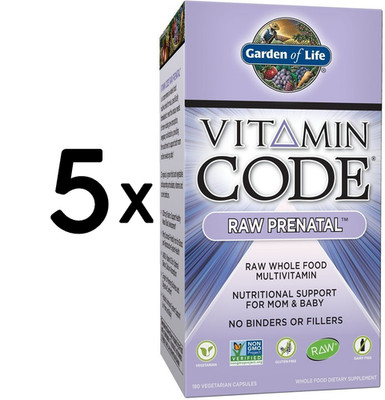 5 x Garden of Life Vitamin Code RAW Prenatal - 180 vcaps (333,32 EUR/kg)