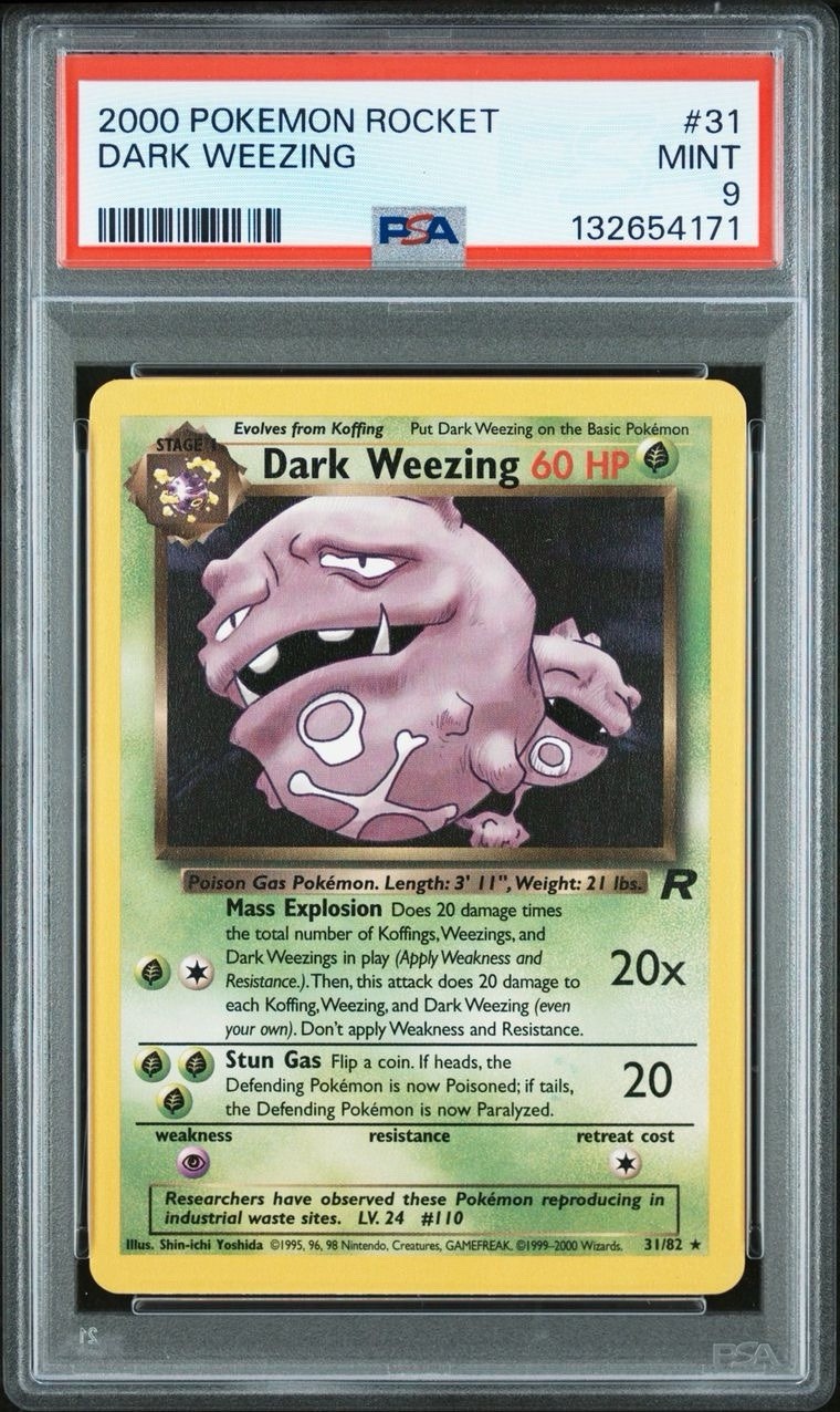 2000 Pokemon Unlimited Team Rocket # 31 Dark Weezing PSA 9 Card MINT! NEW CERT!