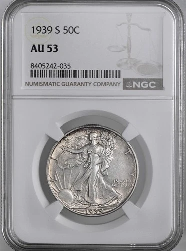1939-S  50C  WALKING LIBERTY HALF DOLLAR "SAN FRANCSICO"  NGC AU53  #8405242-035