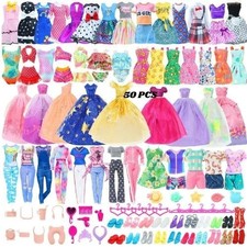 50 Teile Barbie Puppenkleidung Konvolut Kleider Schuhe Set und Zubeh&ouml;r M&auml;dchen Spielzeug Geschenk