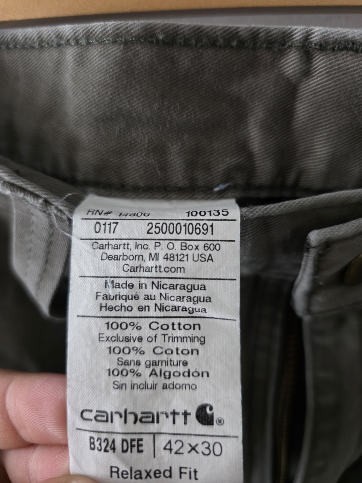 Men's Carhartt B324 Relaxed Fit Carpenter Work Trousers Grey W42 L30 image 6