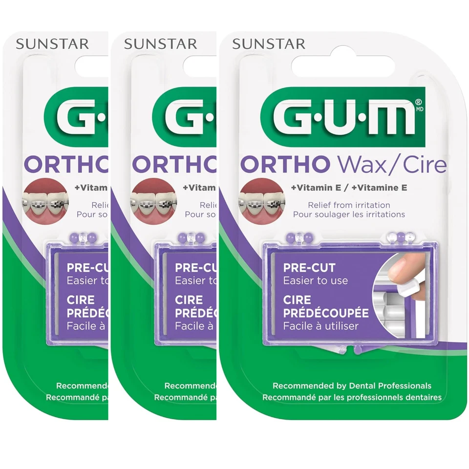 SUNSTAR GUM Original Orthodontic Wax with Vitamin E Relief from Irritation X 3 PACK