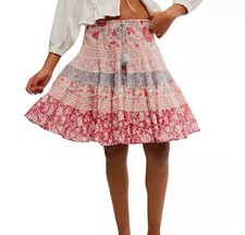 FREE PEOPLE Multicolor Many Layers Tiered Boho Printed Skirt Sz S