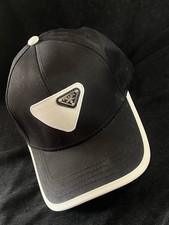 PRADA Black & White Triangle Logo Cotton Base...