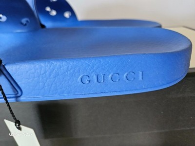 Authentic Gucci Pursuit Slide Rubber GG Perforated Sandals  display picture 2