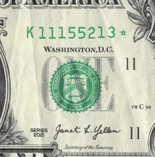Series 2021 Star Note K Dallas 3.2M Pack Note $1 Dollar Bill K11155213*