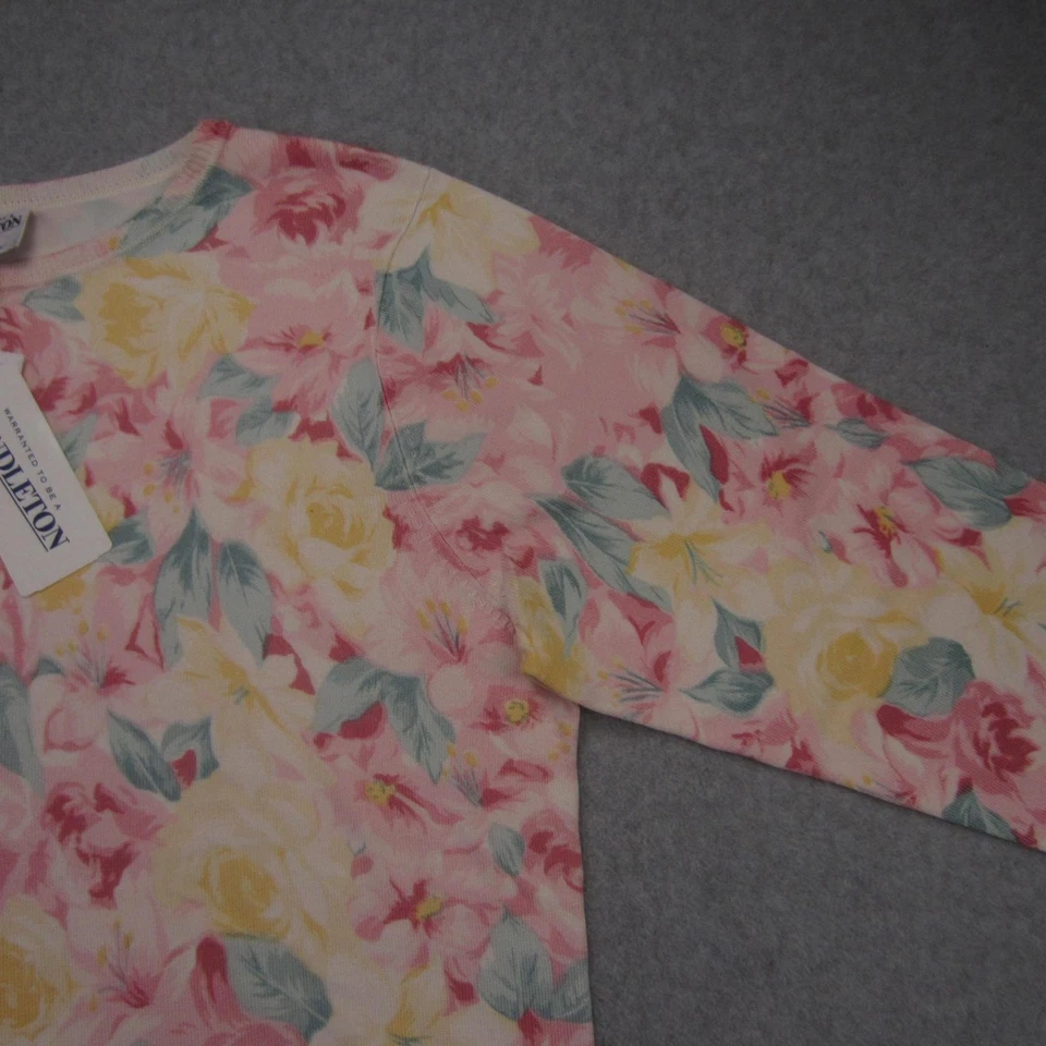 Pendleton Sweater Womens XL Floral Silk Blend Pullover La Dolce Vita 3/4 Sleeve - Image 4 of 4